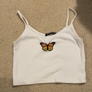 White butterfly tank top